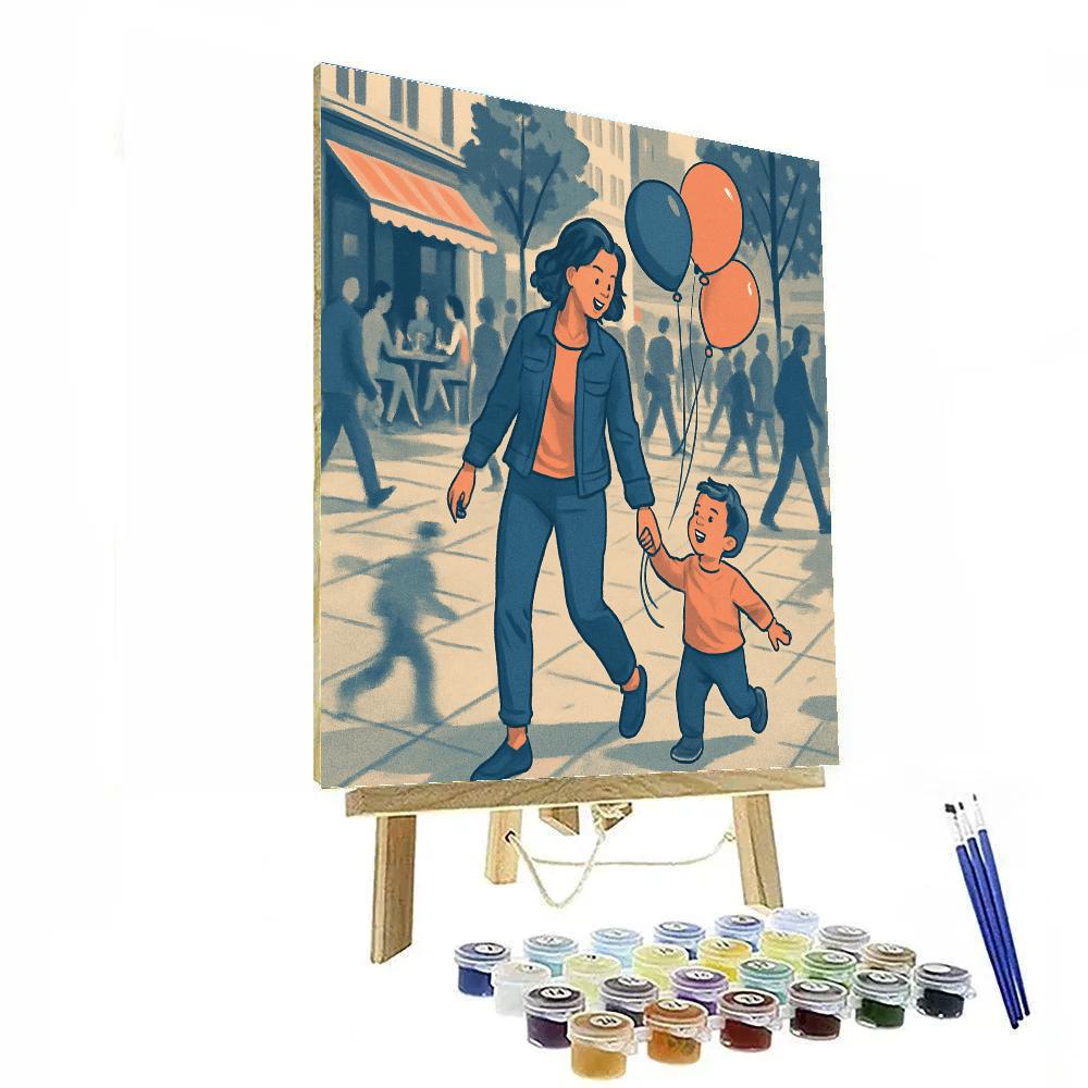 Mama And Me City Stroll Paint by numbers art