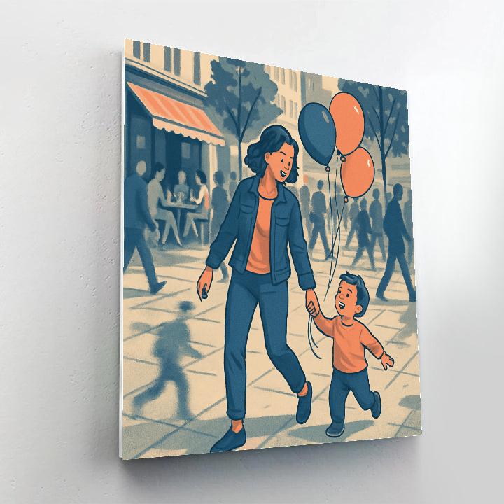 Mama And Me City Stroll Paint by numbers art