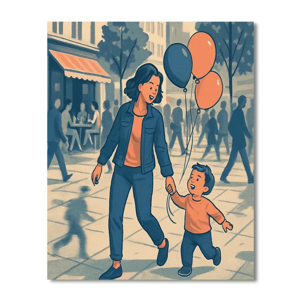 Mama And Me City Stroll Paint by numbers art