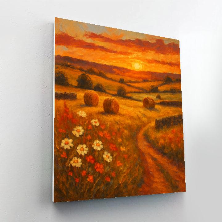 Sunset Over Rolling Hayfields paint by numbers