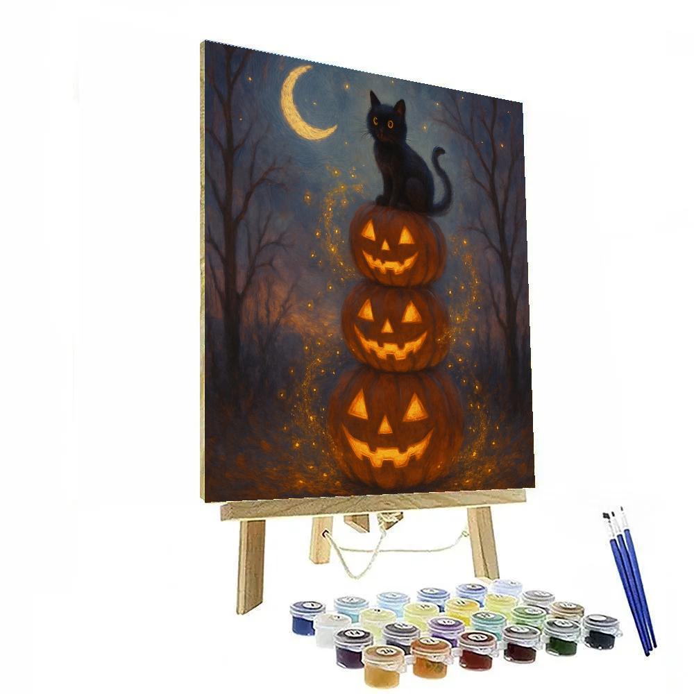 Moonlit Jack O Lantern Stack Numbered painting kits