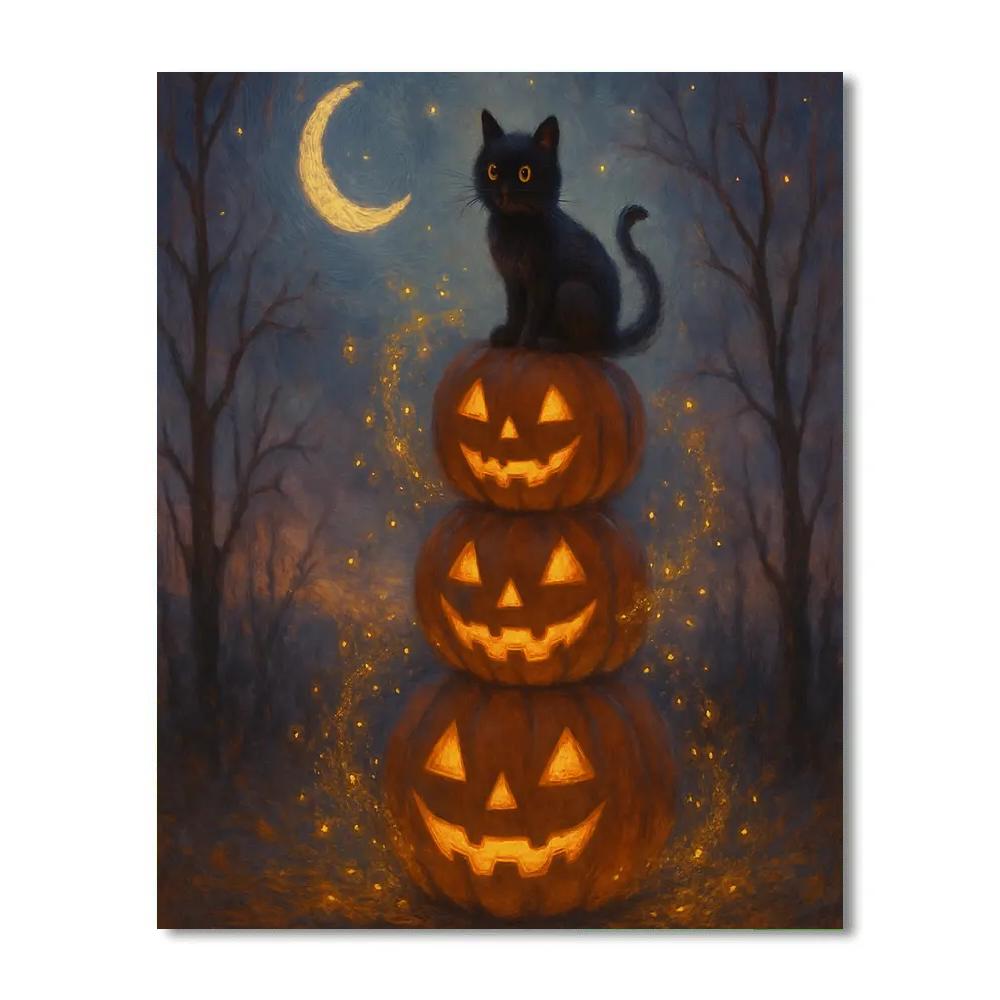 Moonlit Jack O Lantern Stack Numbered painting kits