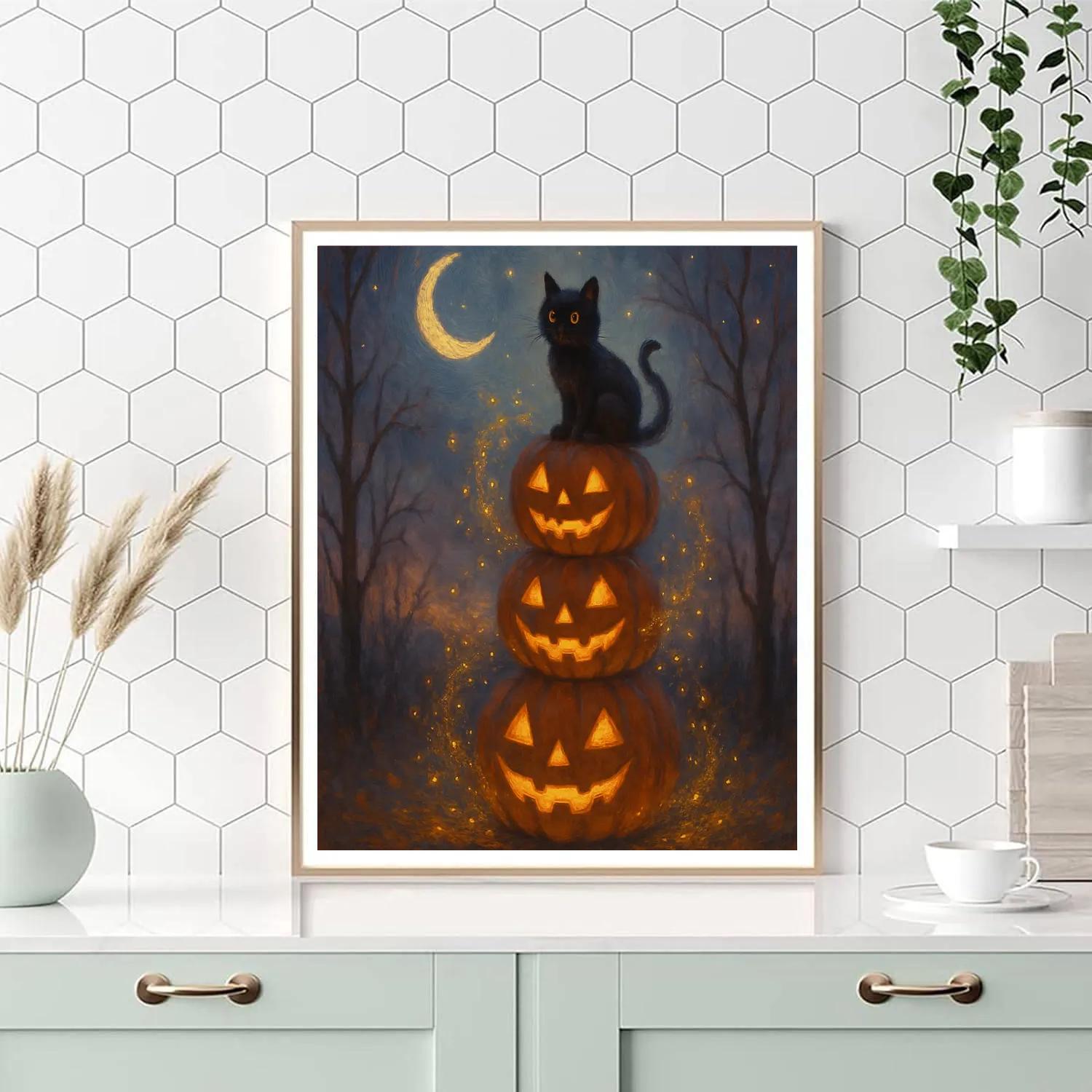 Moonlit Jack O Lantern Stack Numbered painting kits