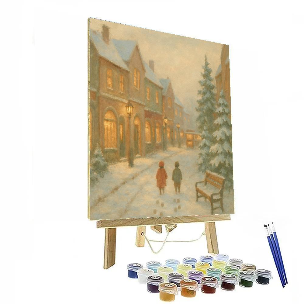 Quiet Snow Lane Painted Cityscape painting number kit