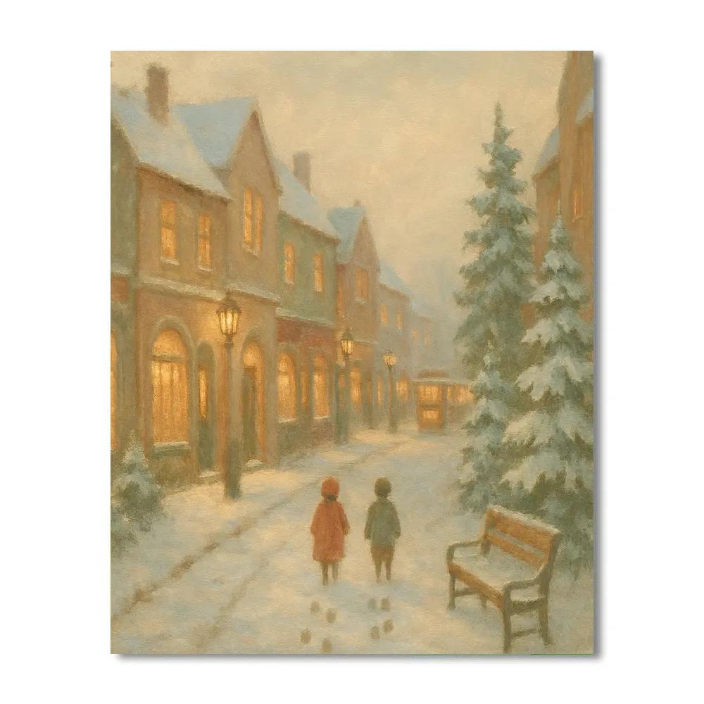 Quiet Snow Lane Painted Cityscape painting number kit