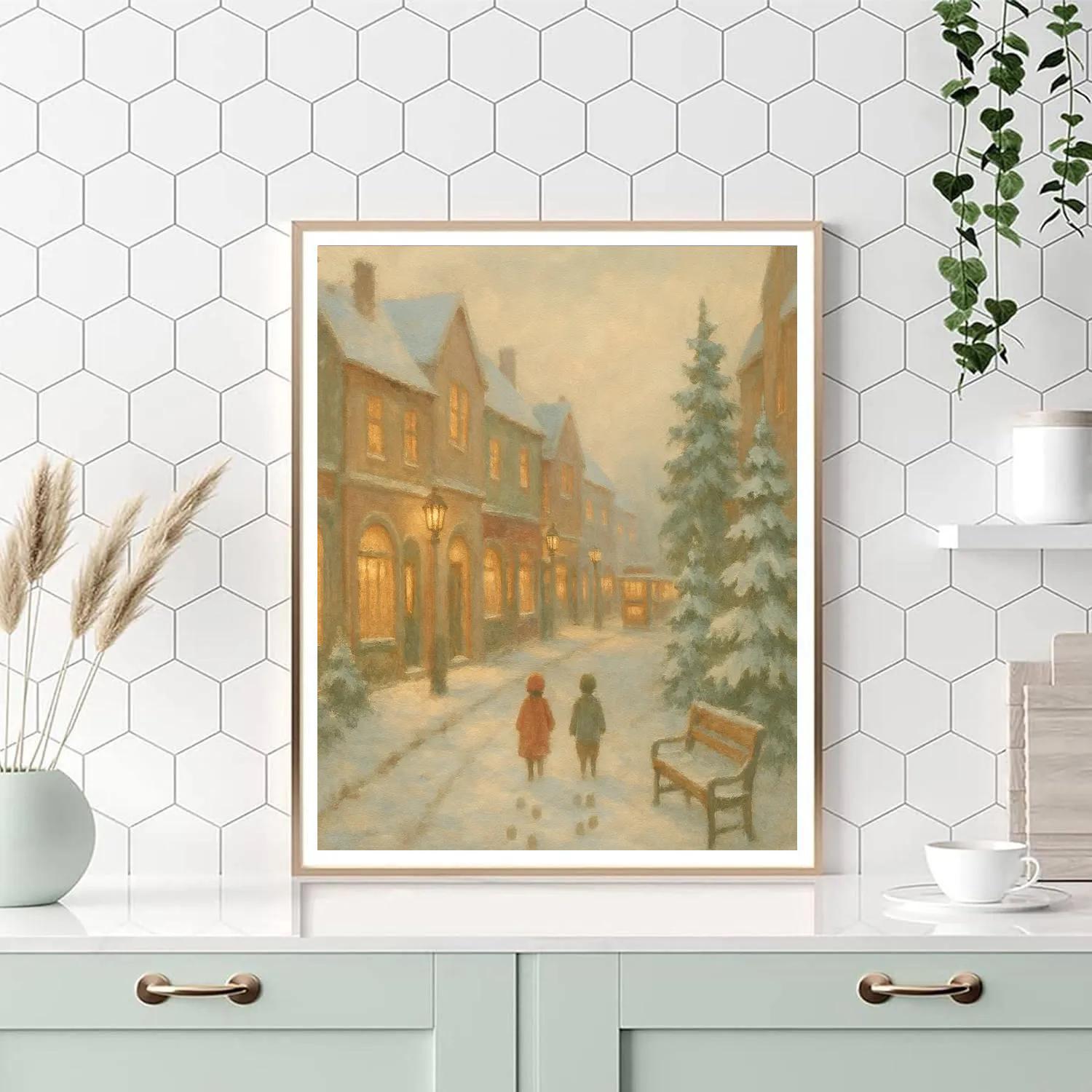 Quiet Snow Lane Painted Cityscape painting number kit