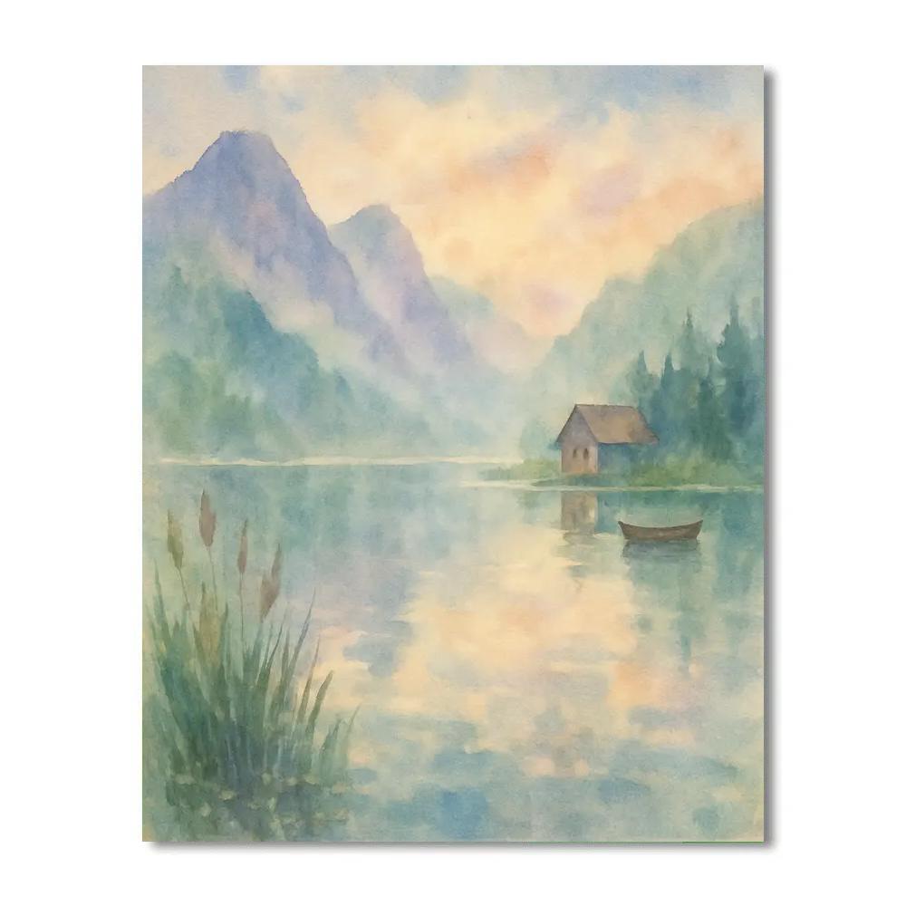 Misty Lake Mirror DIY paint by numbers