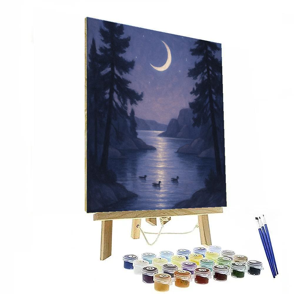 Moonlit Pines And Quiet Cove Paint by numbers art