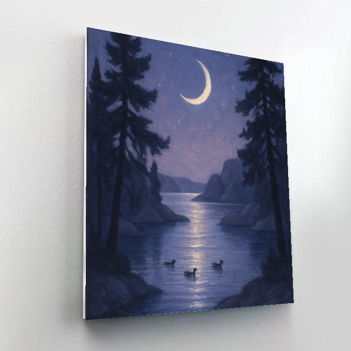 Moonlit Pines And Quiet Cove Paint by numbers art