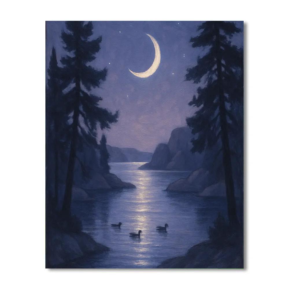 Moonlit Pines And Quiet Cove Paint by numbers art