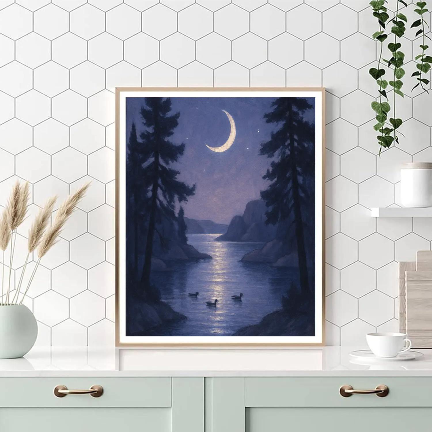 Moonlit Pines And Quiet Cove Paint by numbers art