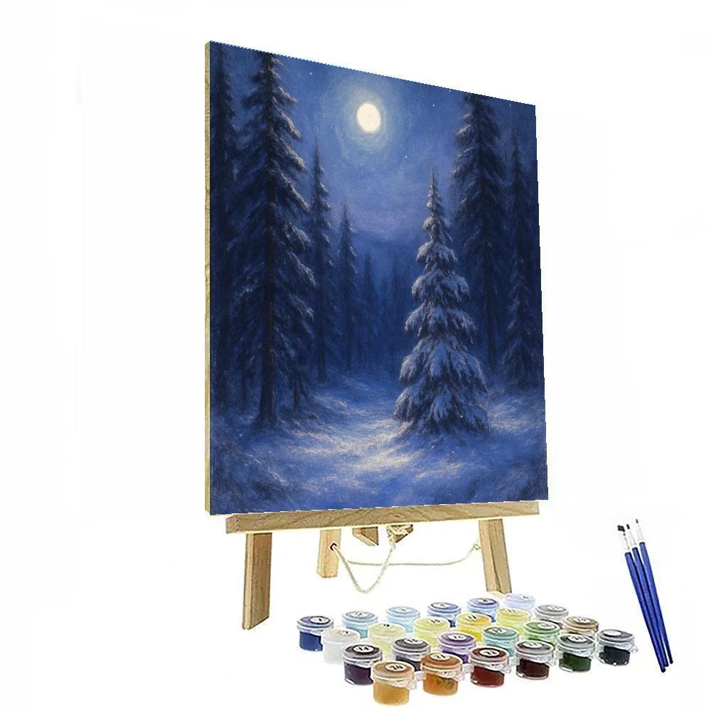 Moonlit Pine Winter Landscape Paint by numbers kits