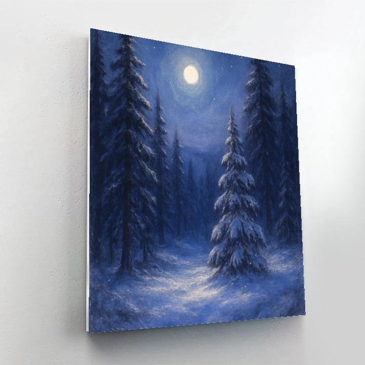 Moonlit Pine Winter Landscape Paint by numbers kits