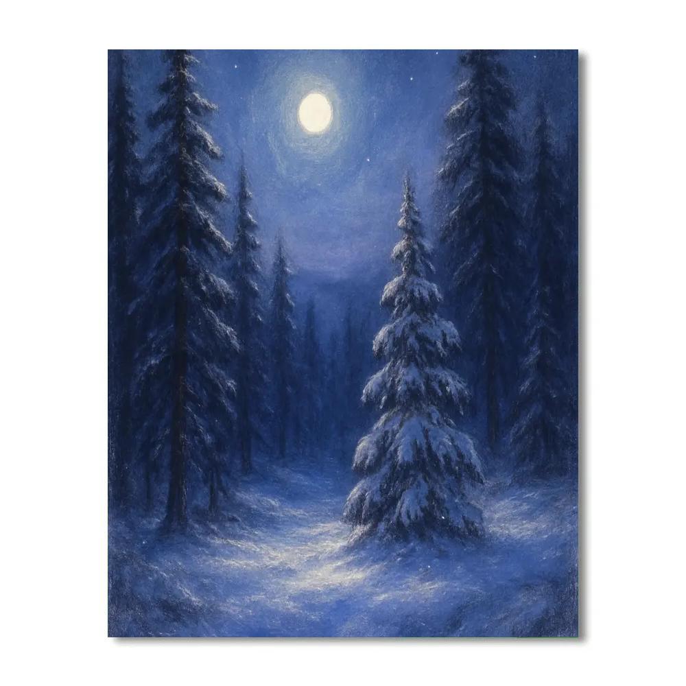 Moonlit Pine Winter Landscape Paint by numbers kits