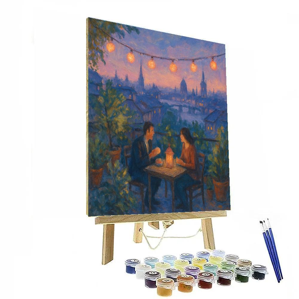 Rooftop Garden Twilight View Painting by numbers kit