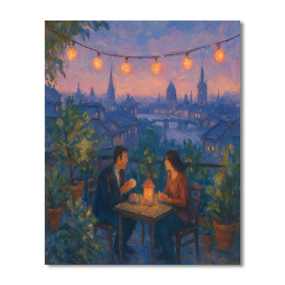 Rooftop Garden Twilight View Painting by numbers kit