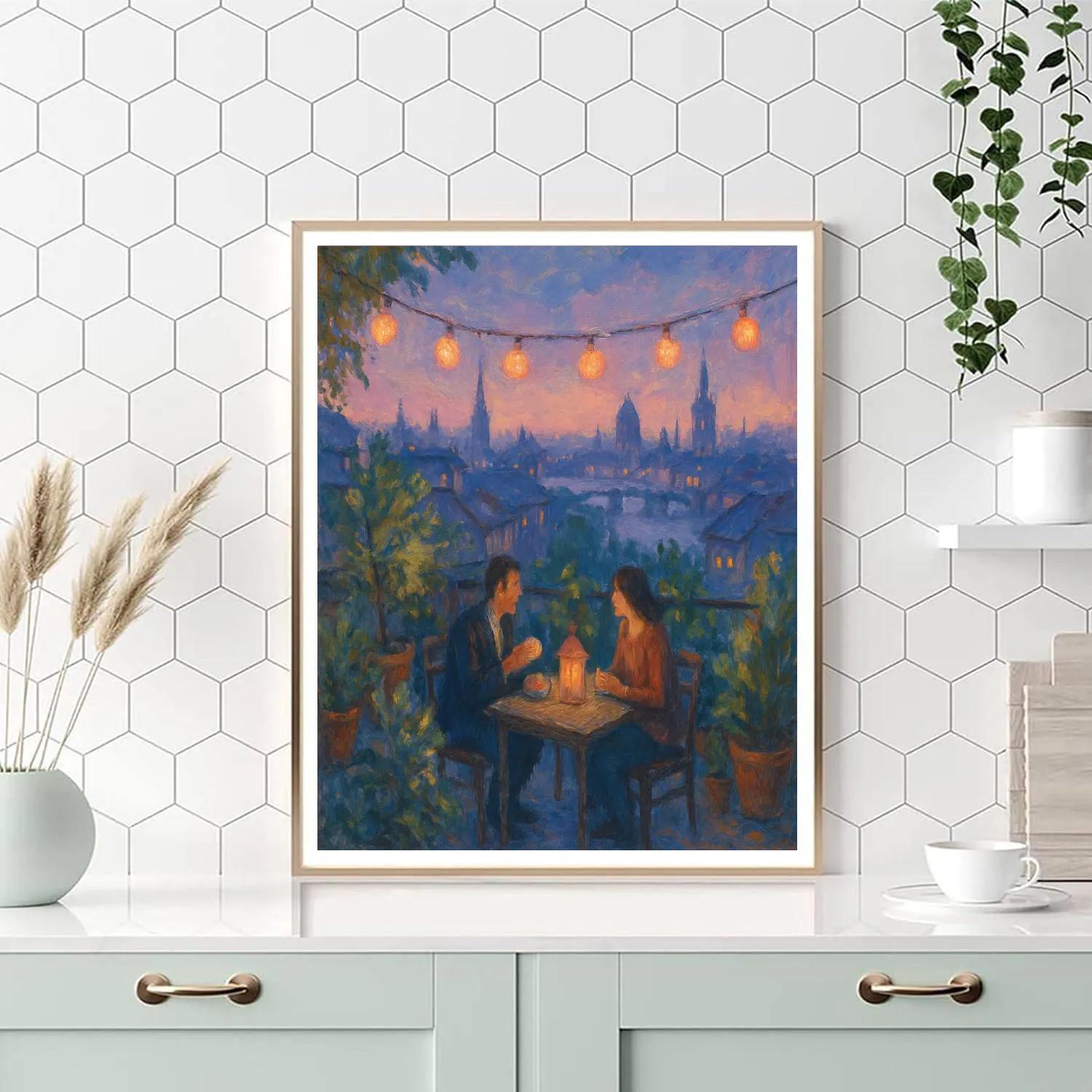 Rooftop Garden Twilight View Painting by numbers kit