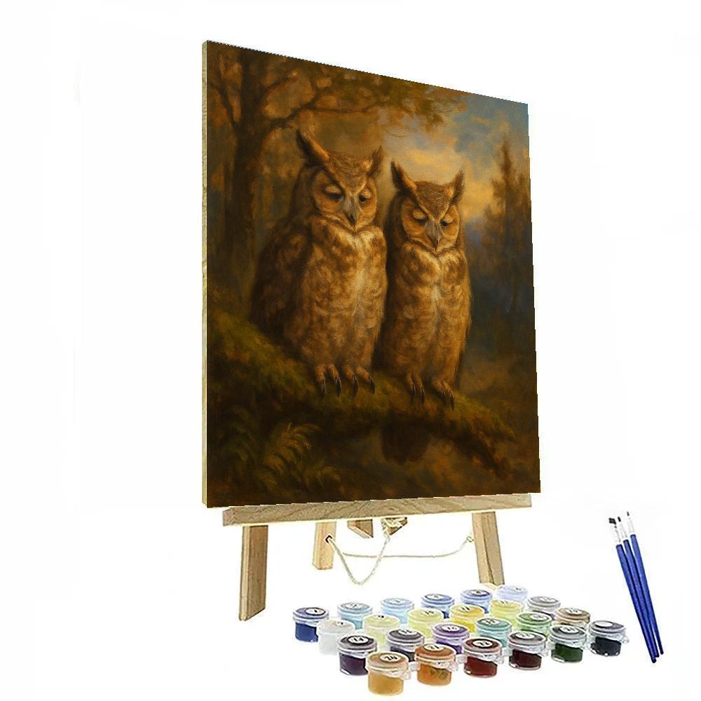 Forest Owls By The Clearing Numbered painting kits