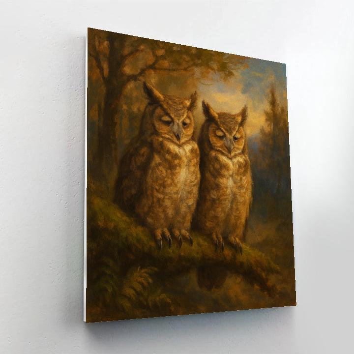Forest Owls By The Clearing Numbered painting kits