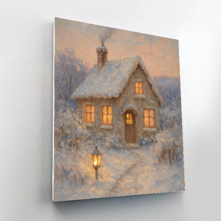Warm Chimney Cottage Winter Landscape Numbered painting kits