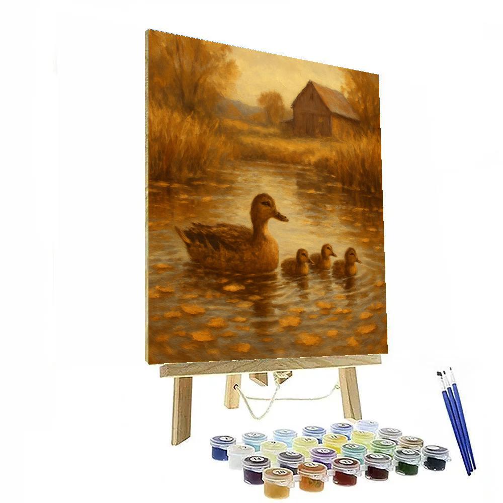 Pond Ducks In Late Autumn paint by numbers
