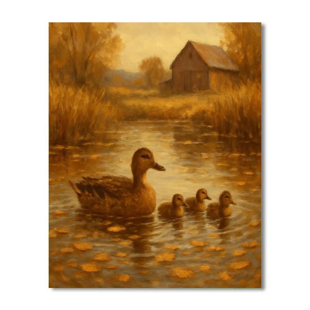 Pond Ducks In Late Autumn paint by numbers