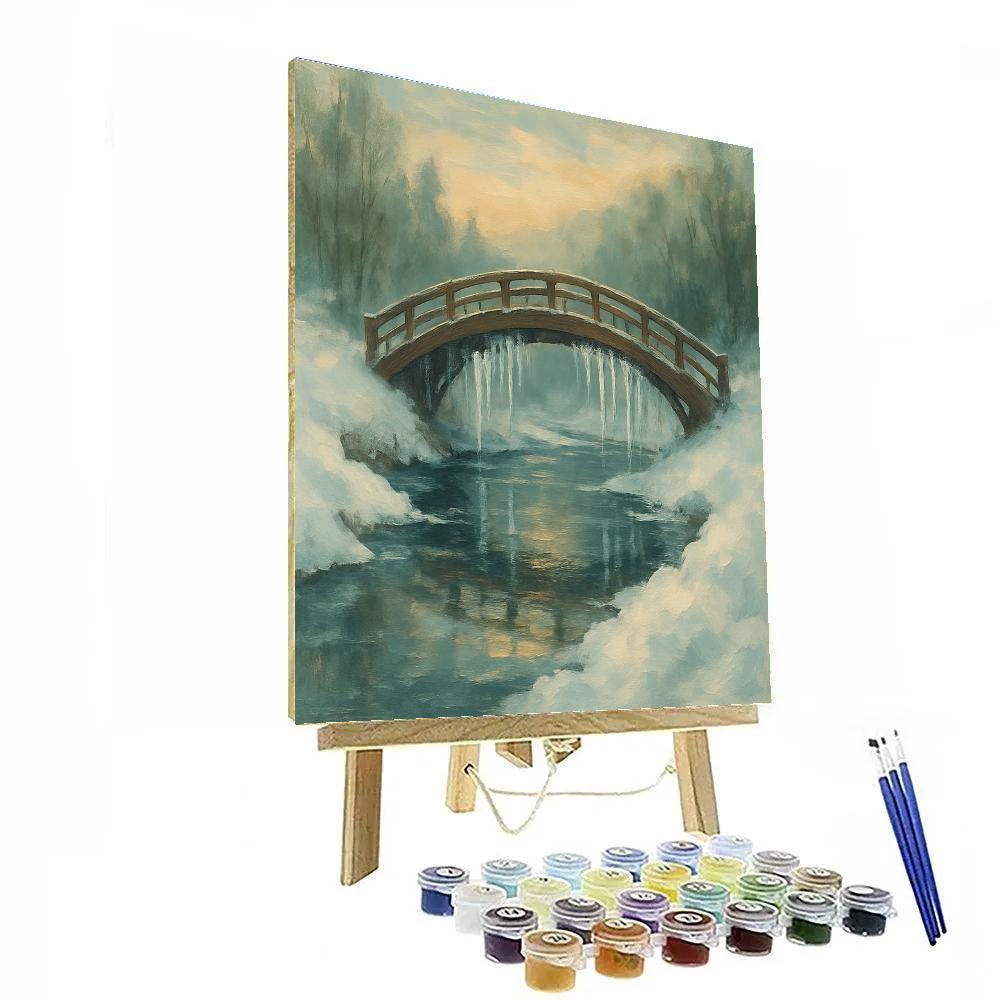 Frosted Bridge Winter Landscape painting number kit