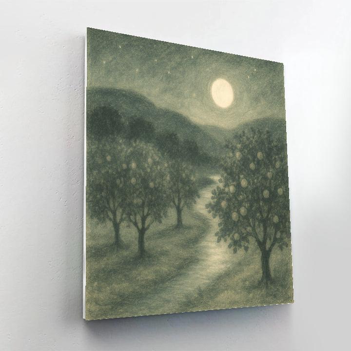Moonlit River Orchard Number painting