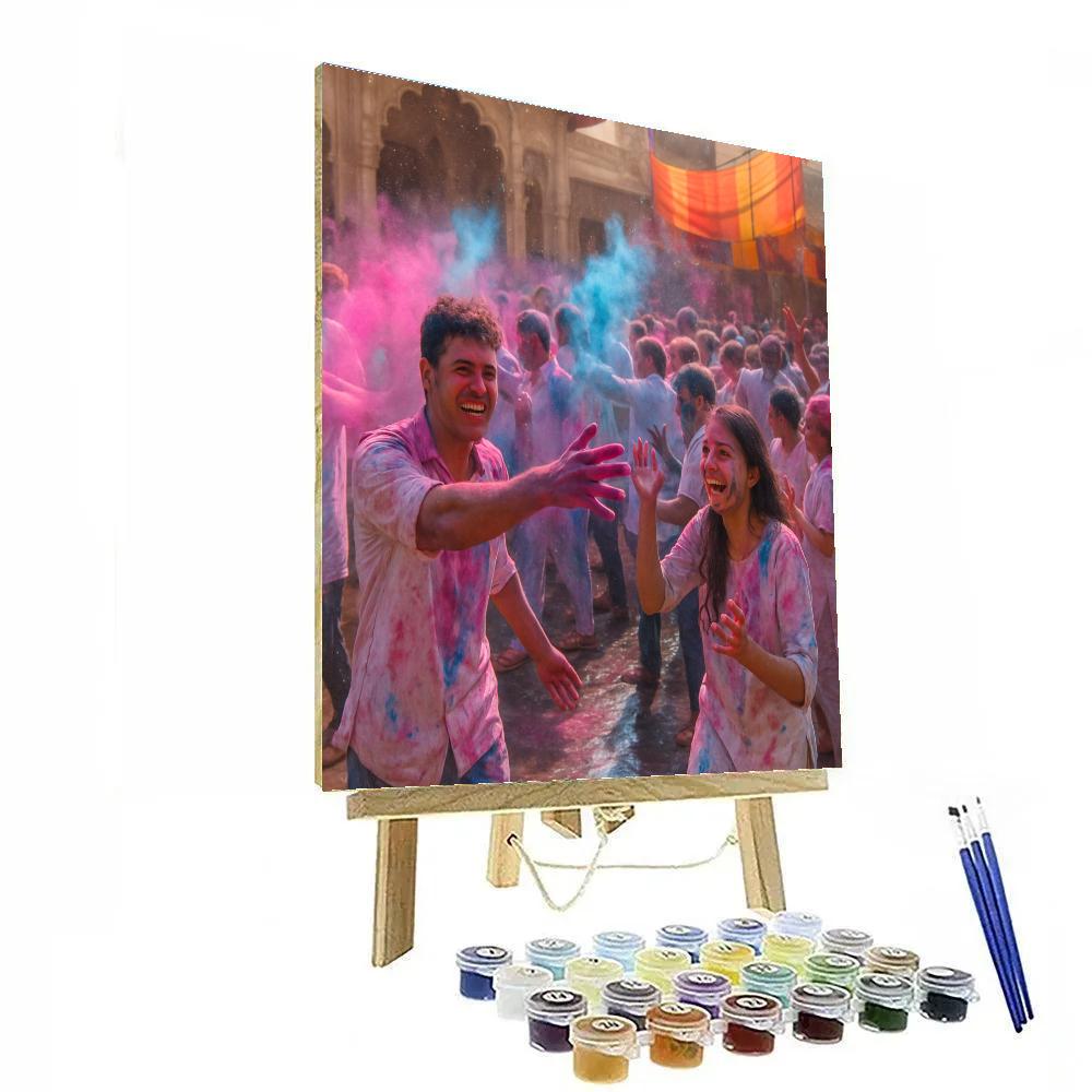 Holi Powders In Mathura Streets painting number kit