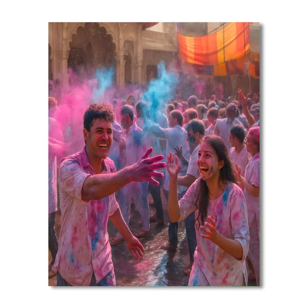 Holi Powders In Mathura Streets painting number kit