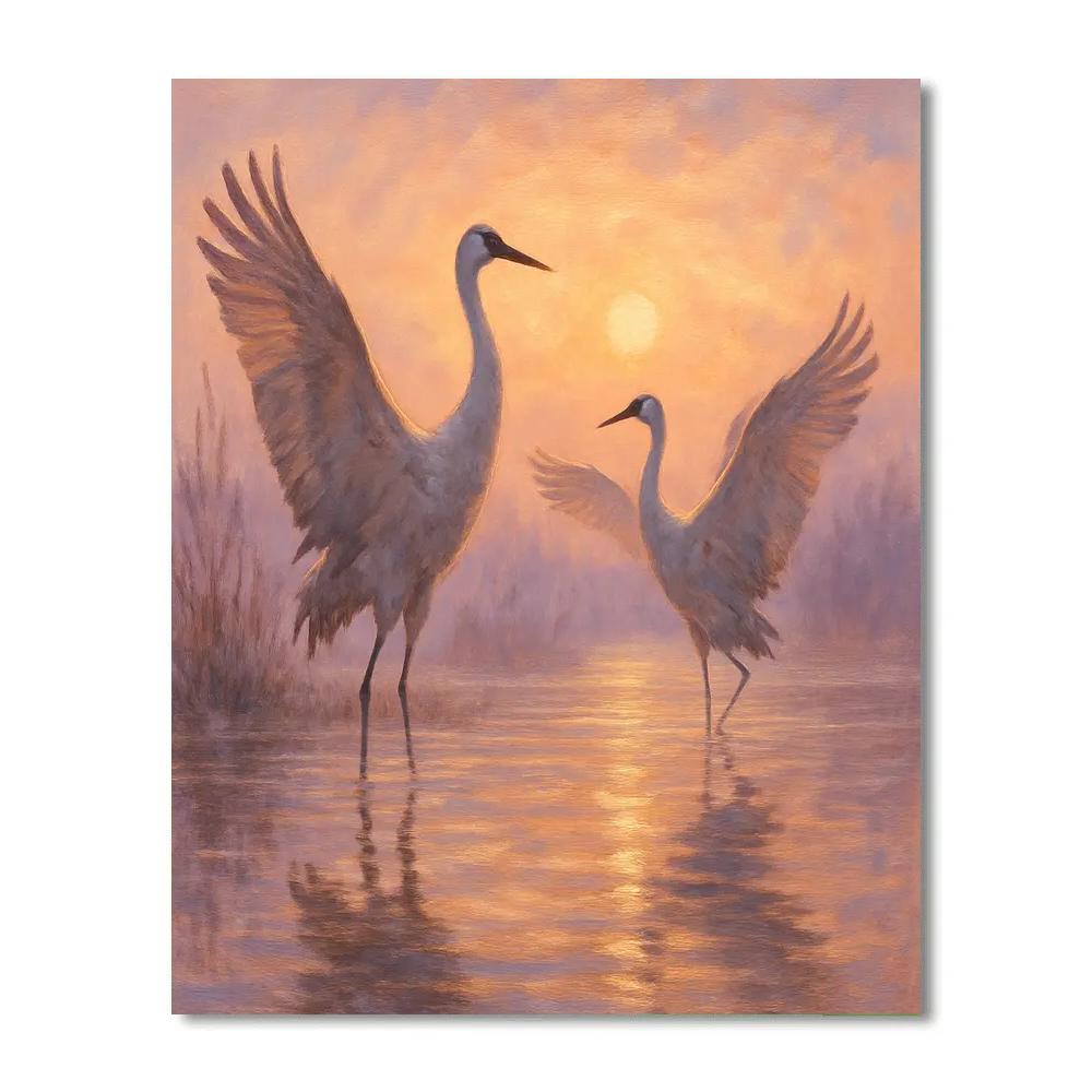 Sunrise Cranes On The Marsh Paint by numbers kits