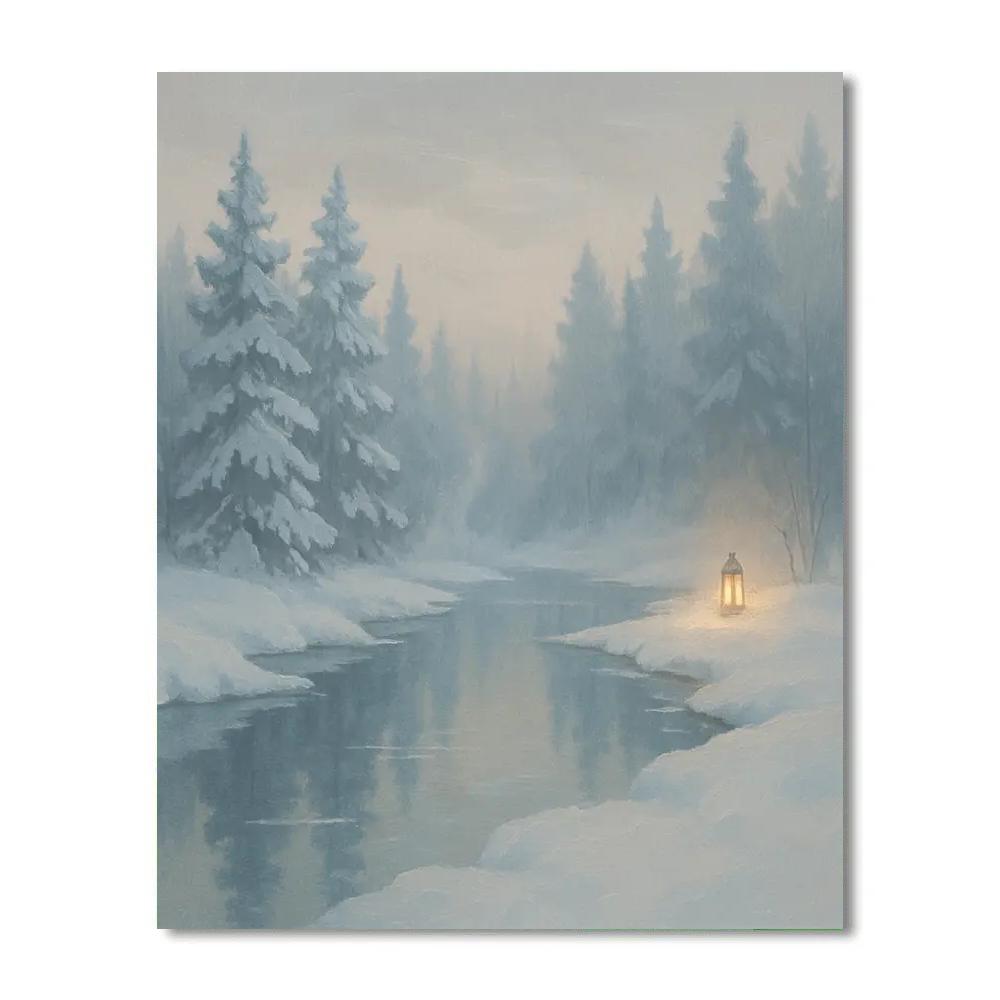 Winter Mirror At Frosted Bay Painting by numbers kit