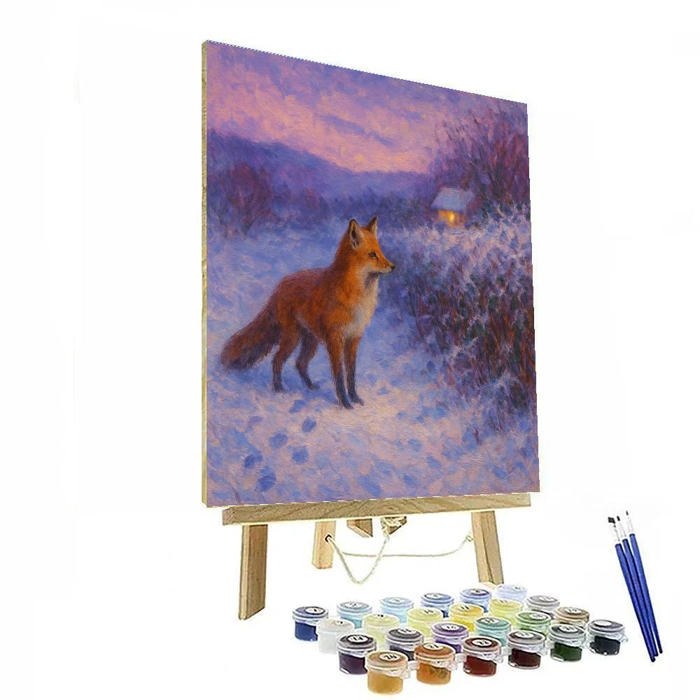 Fox At Dusk Winter Landscape Paint by numbers art