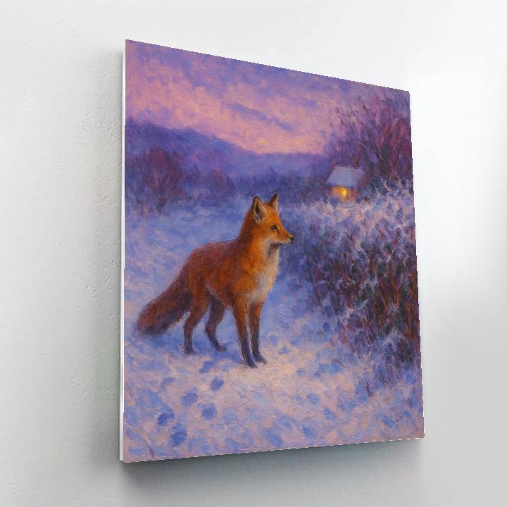 Fox At Dusk Winter Landscape Paint by numbers art