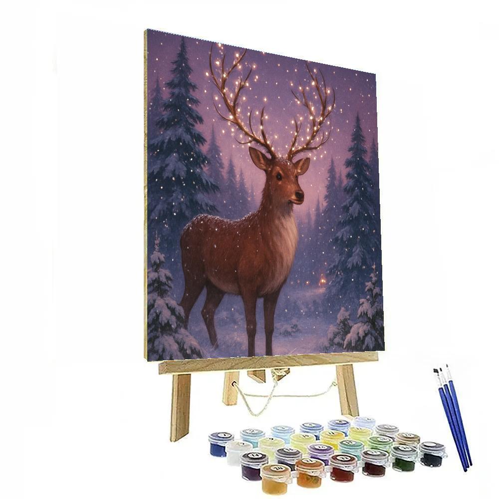 Glistening Reindeer On Winter Eve Painting by numbers kit