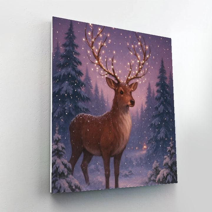 Glistening Reindeer On Winter Eve Painting by numbers kit