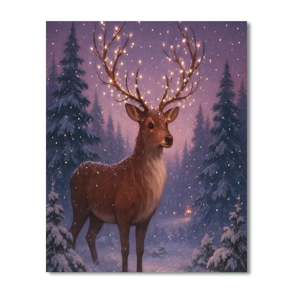 Glistening Reindeer On Winter Eve Painting by numbers kit