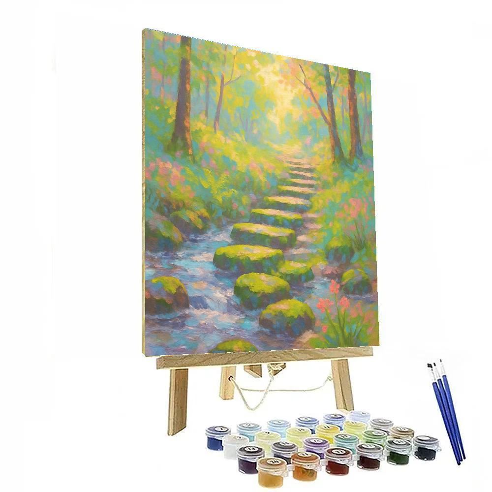Spring Brook And Stone Steps DIY paint by numbers
