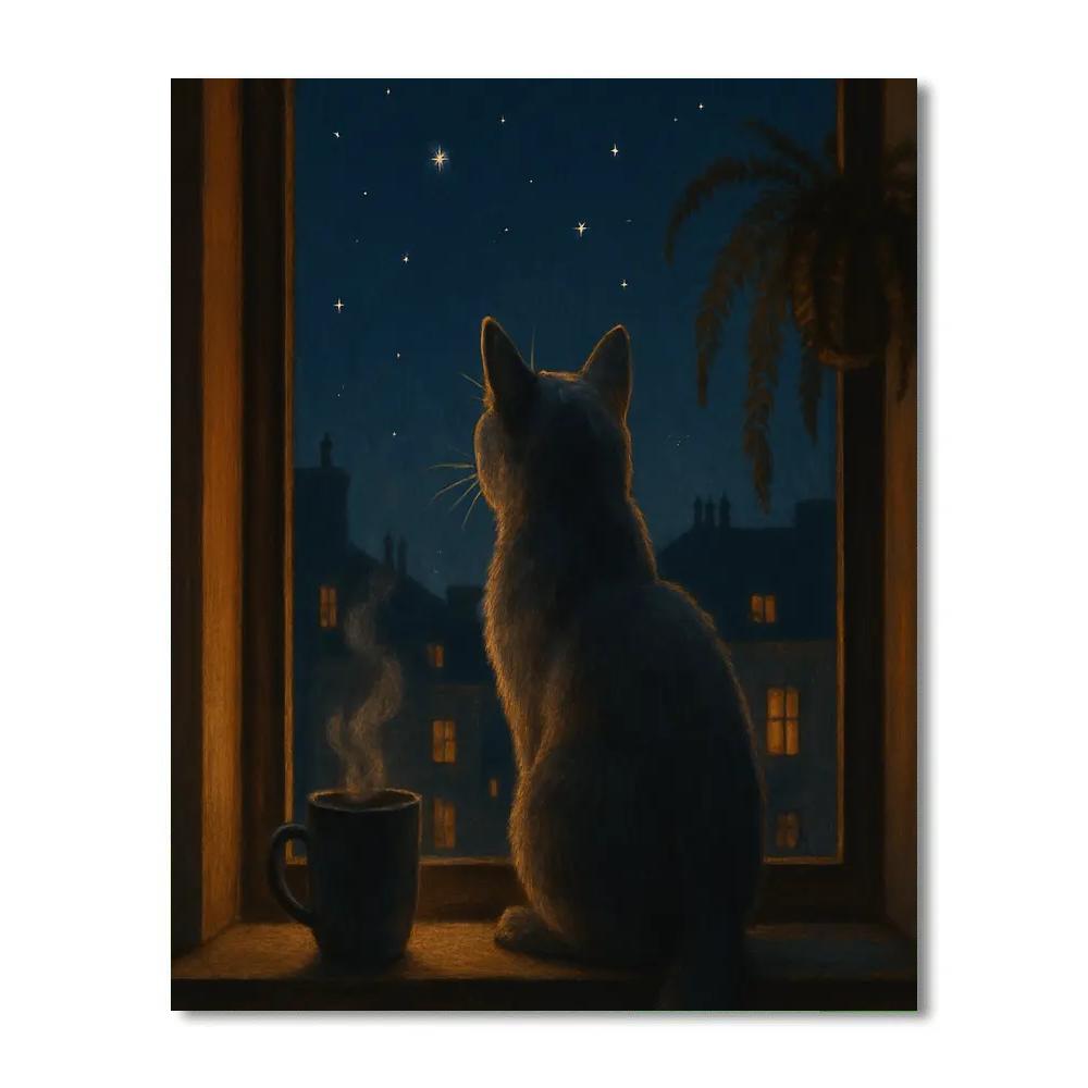 Cat Nocturne Window Paint by numbers kits