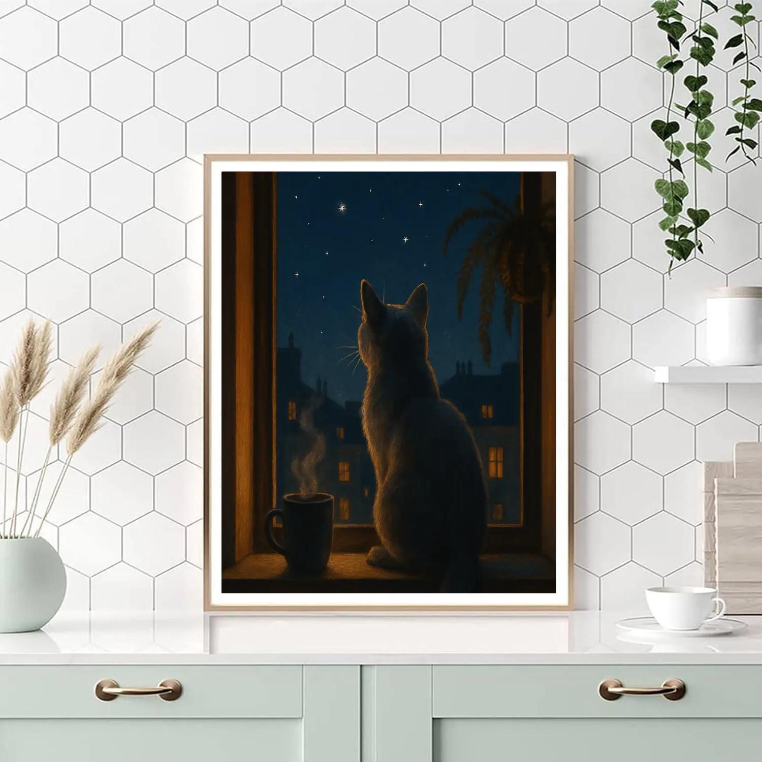 Cat Nocturne Window Paint by numbers kits