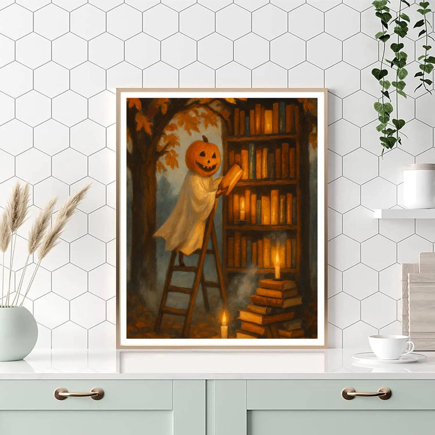 Lantern Library Of Night painting number kit