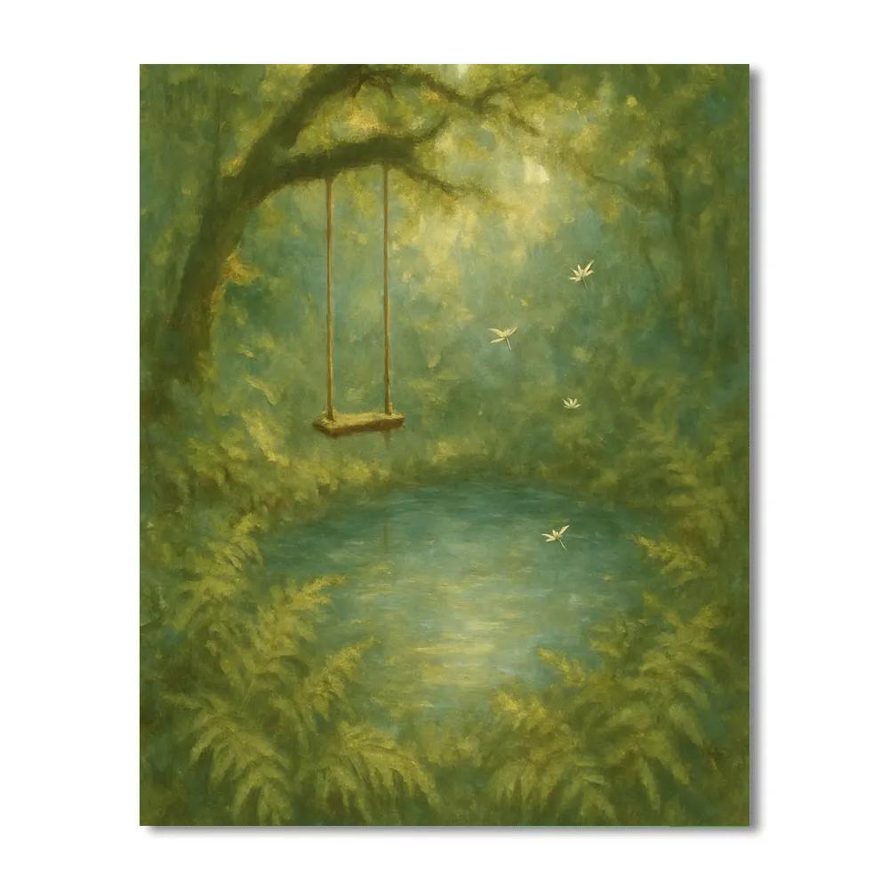 Secret Forest Pond Retreat paint by numbers