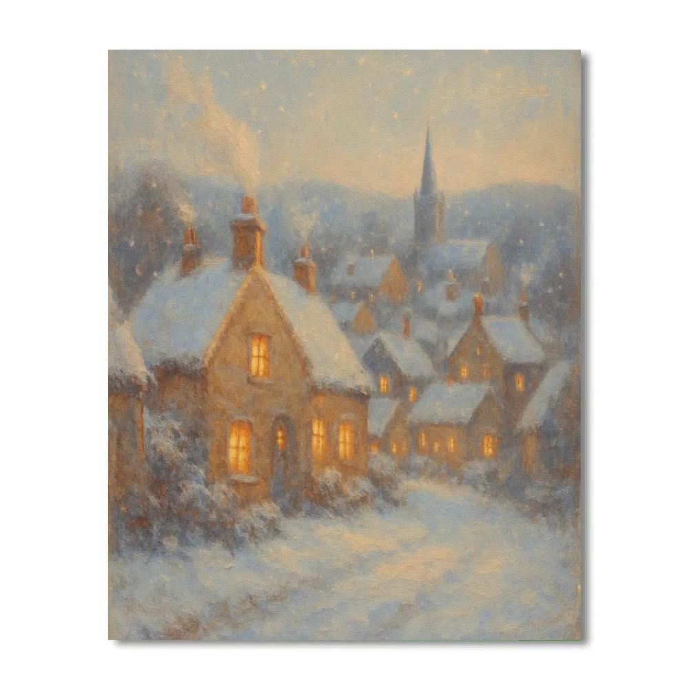 Village Under Snow Winter Landscape DIY paint by numbers