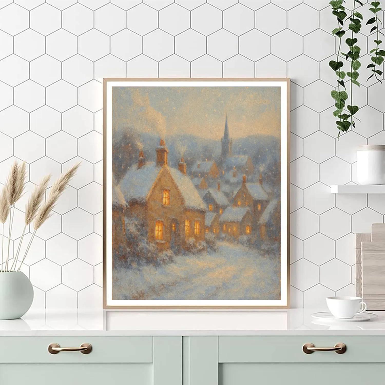 Village Under Snow Winter Landscape DIY paint by numbers