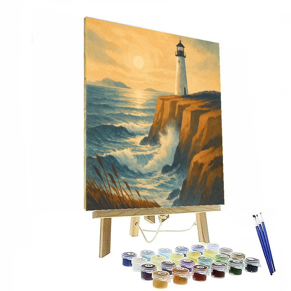 Ochre Clifftop Lighthouse Painting by numbers kit