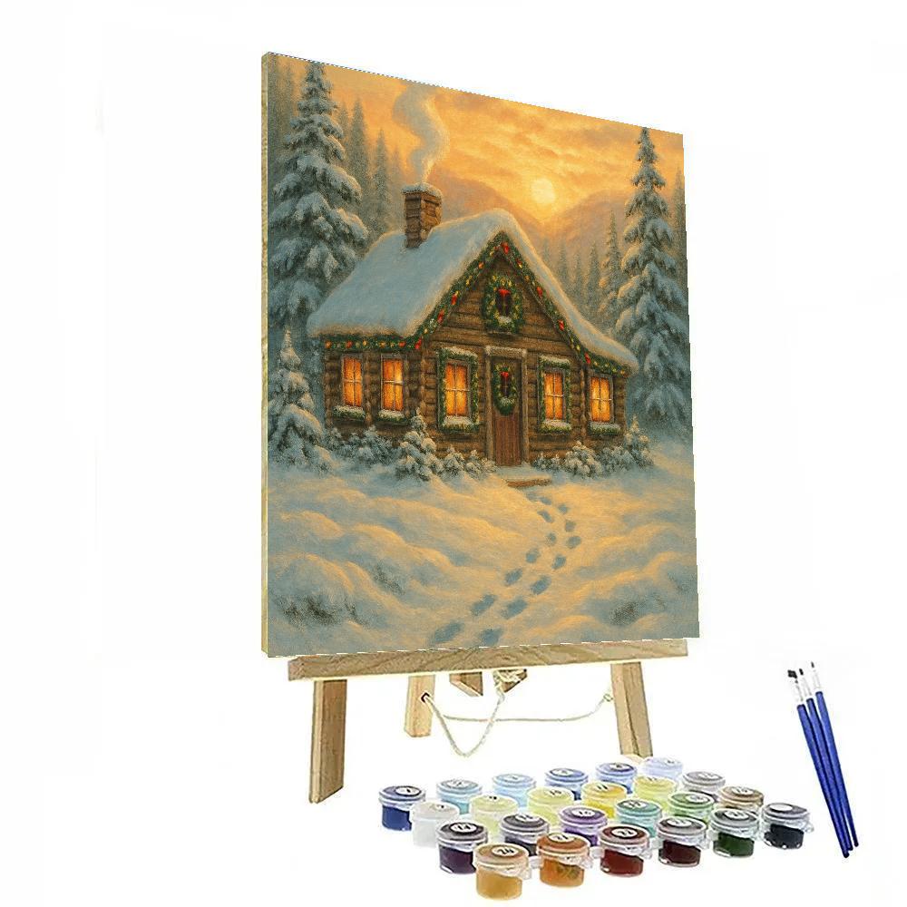 Cozy Cabin With Rising Chimney Smoke Painting by numbers kit