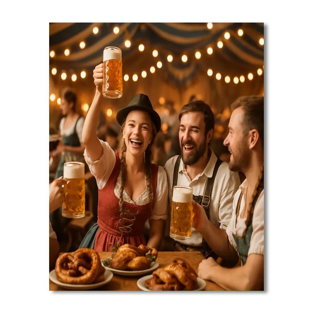 Oktoberfest Tent With Friends Toasting Steins Number painting