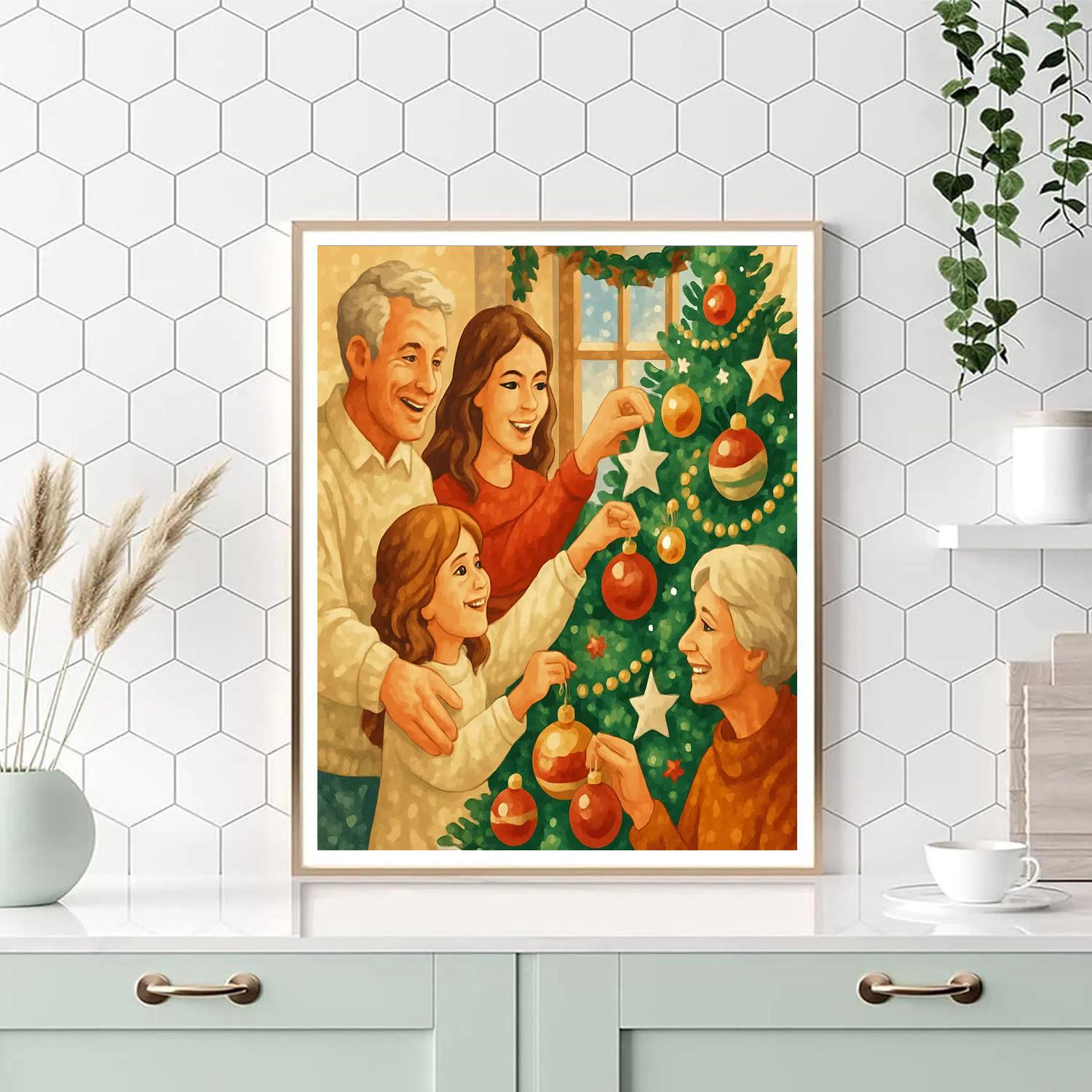 Ornaments On Evergreen Joy DIY paint by numbers