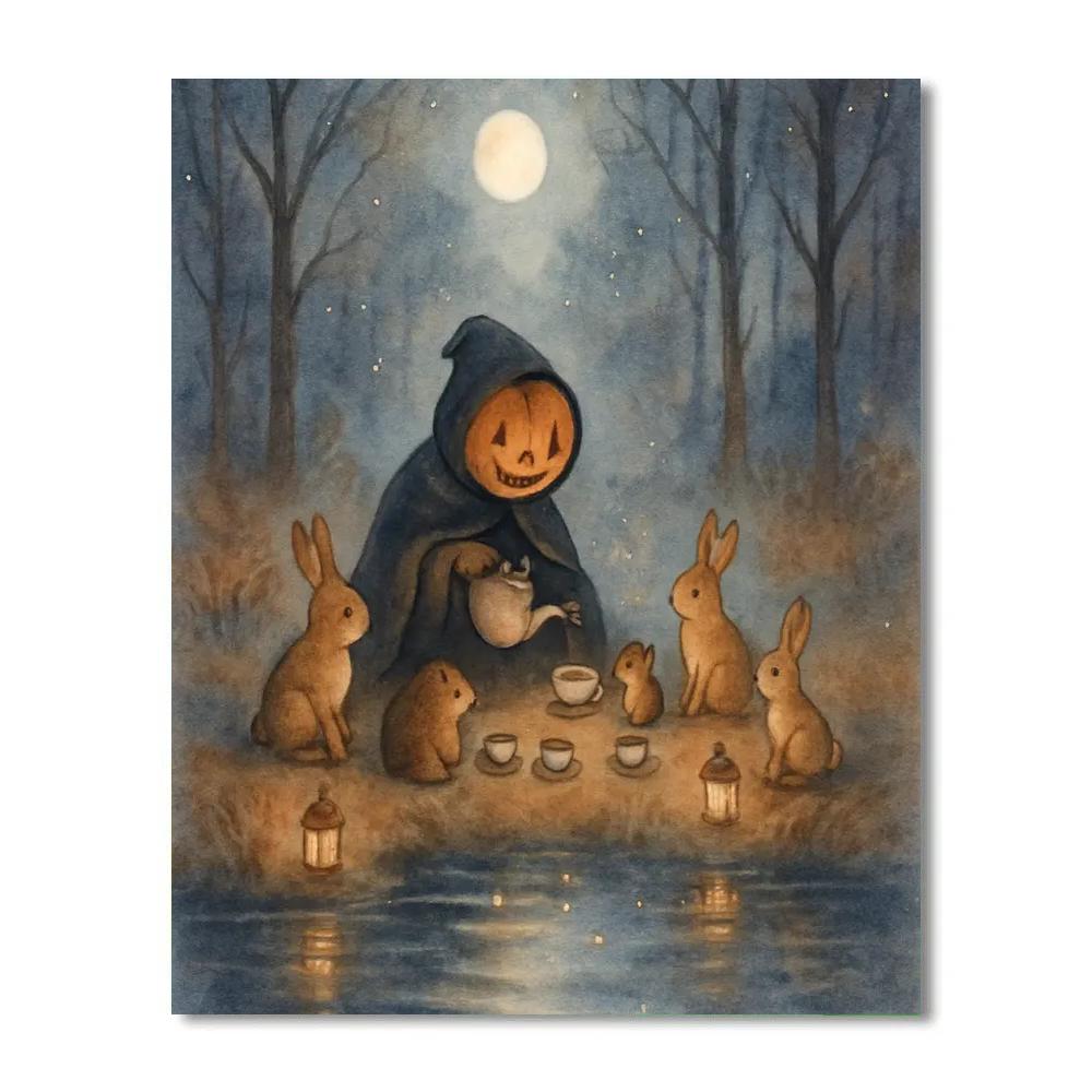 Midnight Teatime At Hollow Pond Number painting