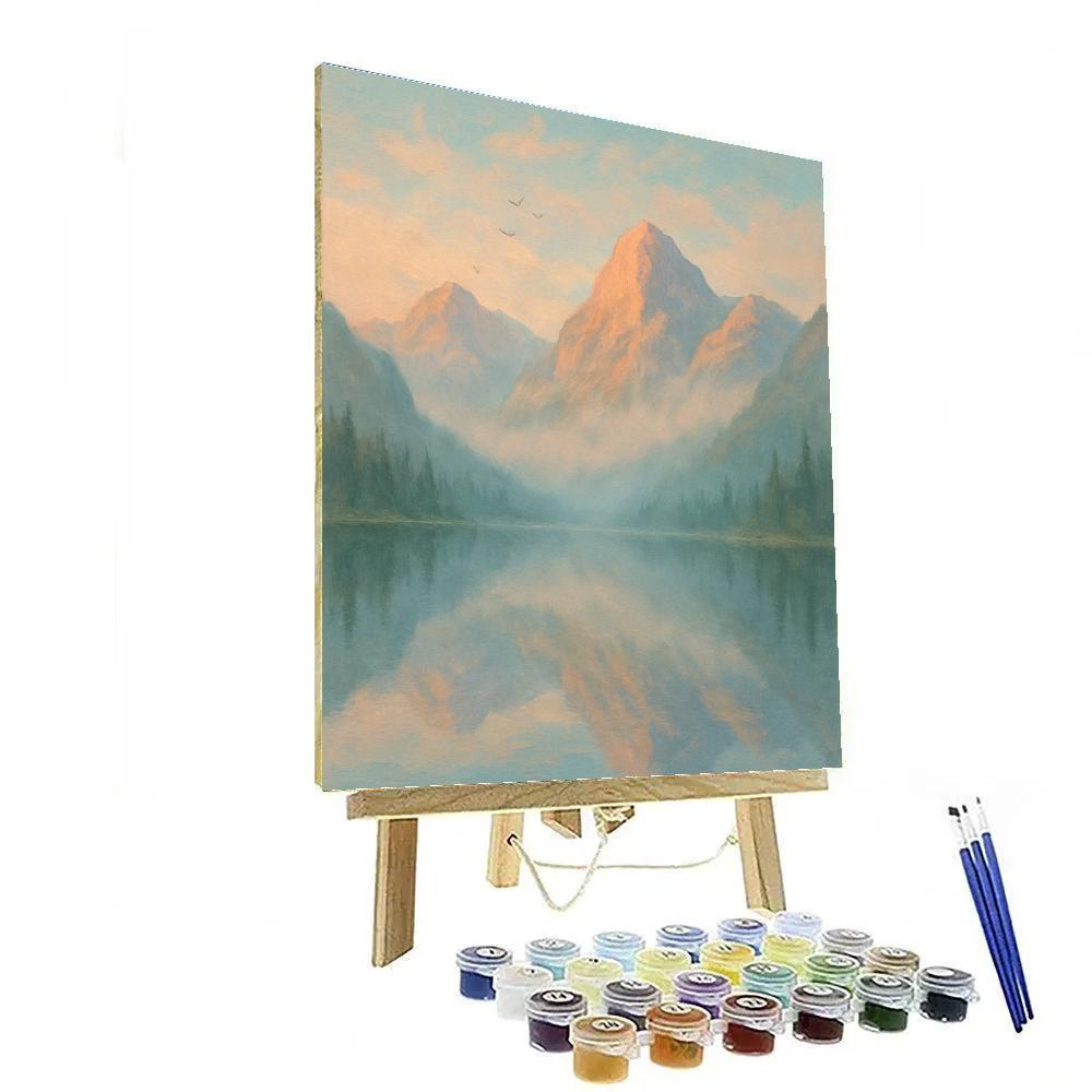 Serene Dawn Over Mountain Lake Painting by numbers kit